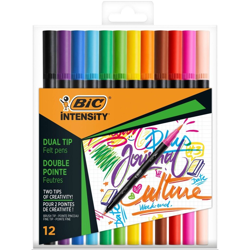 PISAKI DWUSTRONNE BIC INTENSITY DUAL TIP PASTEL 989695 MIX*12