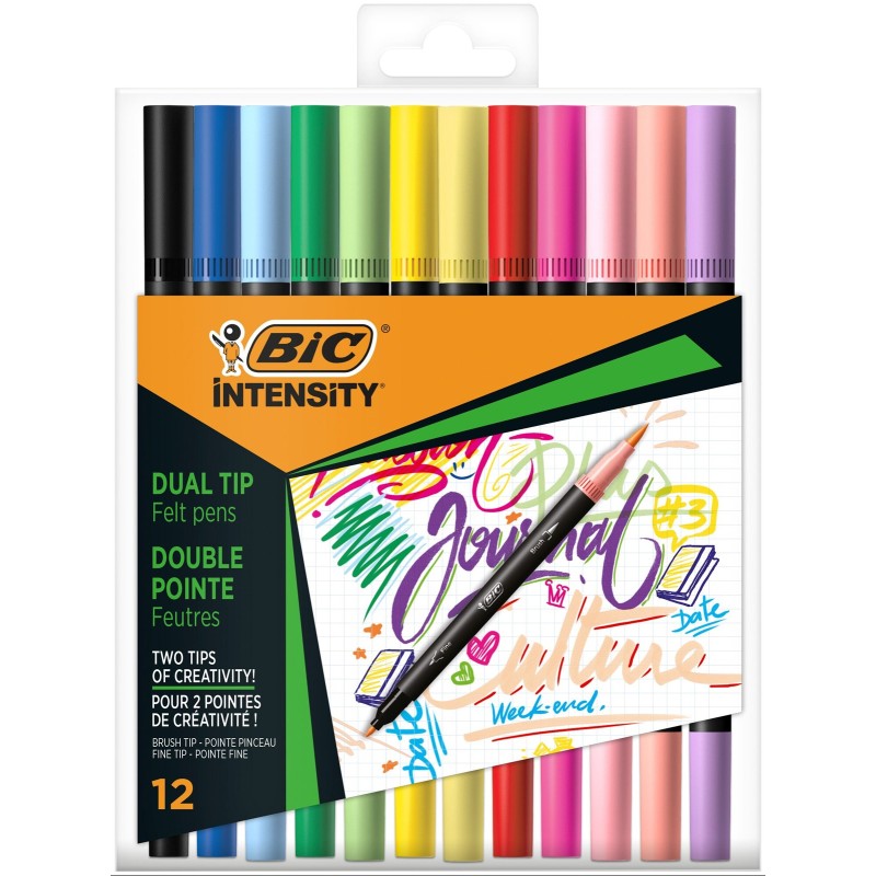 PISAKI DWUSTRONNE BIC INTENSITY DUAL TIP PASTEL 503847 MIX*12