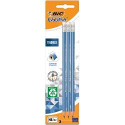 OŁÓWEK TRÓJKĄTNY Z GUMKĄ BEZDRZEWNY BIC EVOLUTION TRIANGLE 964848 HB BLISTER 3SZT