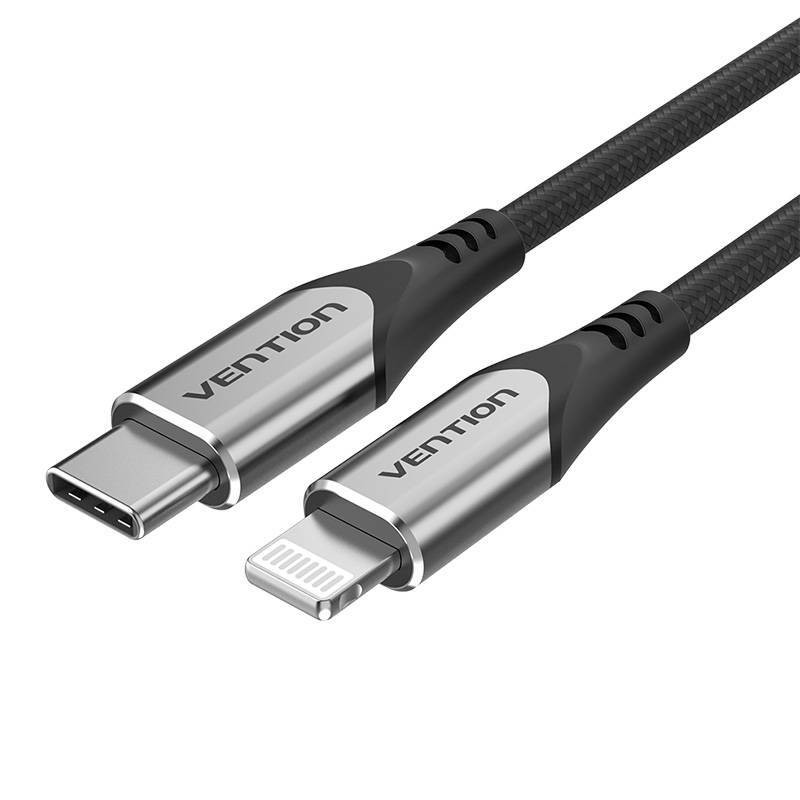 KABEL USB-C 2.0 DO LIGHTNING VENTION TACHG MFI 3A 1,5M SZARY