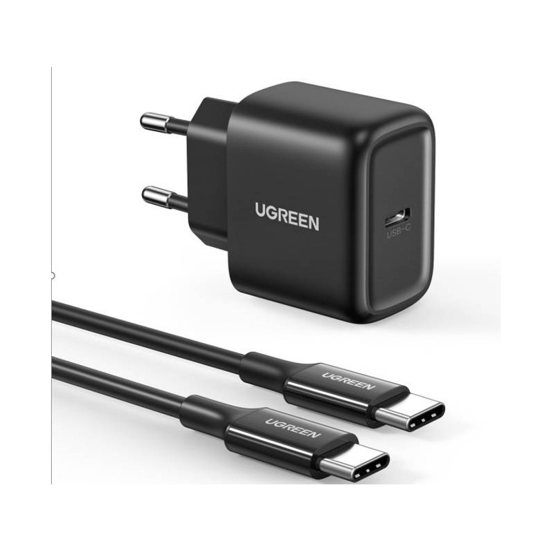 Ładowarka sieciowa UGREEN CD250, 25W, USB-C (czarny) + kabel USB-C do USB-C, 2m (czarny)