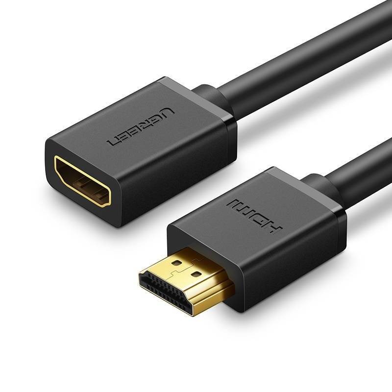 KABEL HDMI MĘSKI DO HDMI ŻEŃSKI UGREEN HD107, FULLHD, 3D, 0.5M (CZARNY)