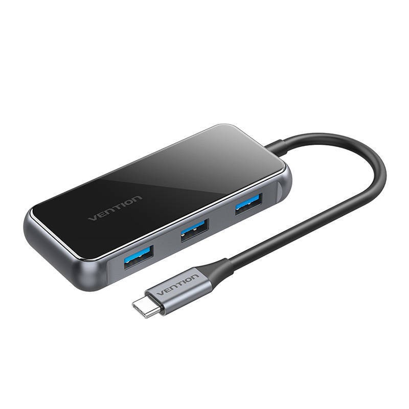 ADAPTER 5W1 VENTION TFBHB HUB USB-C DO HDMI 4K@60HZ, 3X USB 3.0, PD (SZARY)