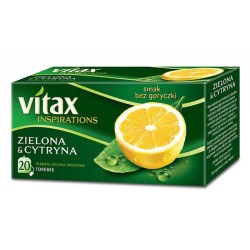 HERBATA ZIELONA Z CYTRYNĄ VITAX INSPIRATIONS 20 TOREBEK