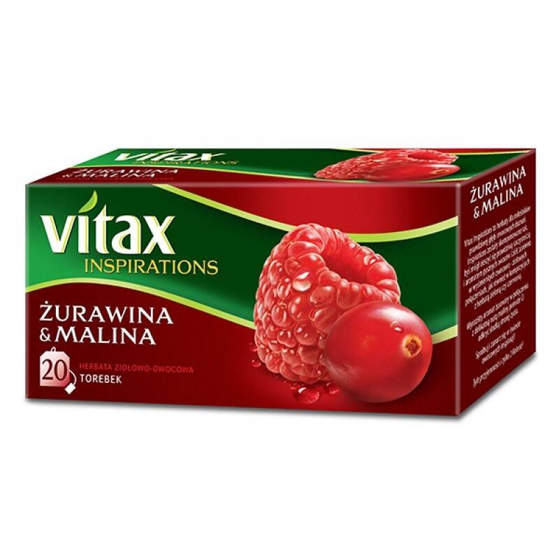 HERBATA ŻURAWINA Z MALINĄ VITAX INSPIRATIONS 20 TOREBEK