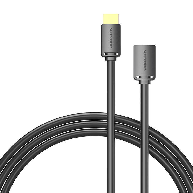 KABEL HDMI 2.0 MĘSKI DO HDMI 2.0 ŻEŃSKI VENTION AHCBG 1,5M, 4K 60HZ,  (CZARNY)