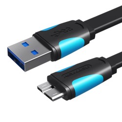 PŁASKI KABEL USB 3.0 A DO MICRO B VENTION VAS-A12-B150 1,5M CZARNY