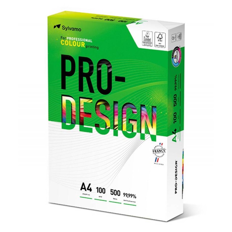 PAPIER SATYNOWANY A4 100G PRO-DESIGN FSC BIAŁY 168CIE A++ 500ARK