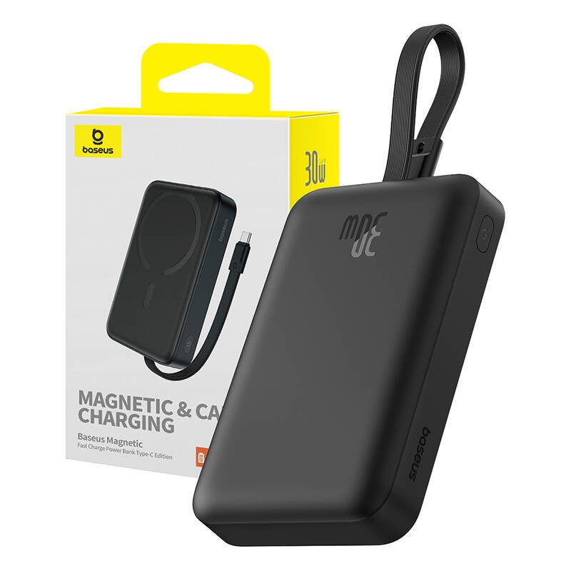 POWERBANK MAGNETYCZNY BASEUS MAGNETIC MINI 10000MAH, USB-C 30W MAGSAFE (CZARNY)