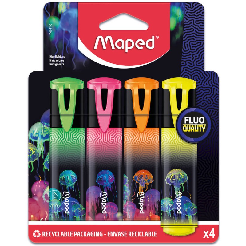 ZAKREŚLACZ MAPED DEEPSEA FLUO 4 SZTUKI KARTONOWE ETUI