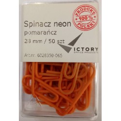 SPINACZE OKRĄGŁE 28MM VICTORY OFFICE PRODUCTS 6028350-065 NEONOWE POMARAŃCZOWE METALOWEPOWLEKANE W POJEMNIKU PLASTIKOWYM 50SZ