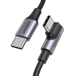 KABEL USB-C DO USB-C, KĄTOWY UGREEN US334 5A, PD 100W, 1M (CZARNY)