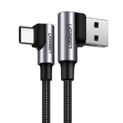 KABEL USB DO USB-C, KĄTOWY UGREEN US176, 3A, 1M (CZARNY)