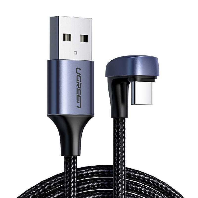 KABEL USB2.0 MĘSKI DO USB-C, KĄTOWY UGREEN US311 3A, 2M (CZARNY)