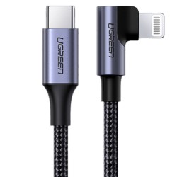 KABEL LIGHTNING DO USB-C 2.0 KĄTOWY UGREEN US305, 3A, 1.5M  (CZARNY)