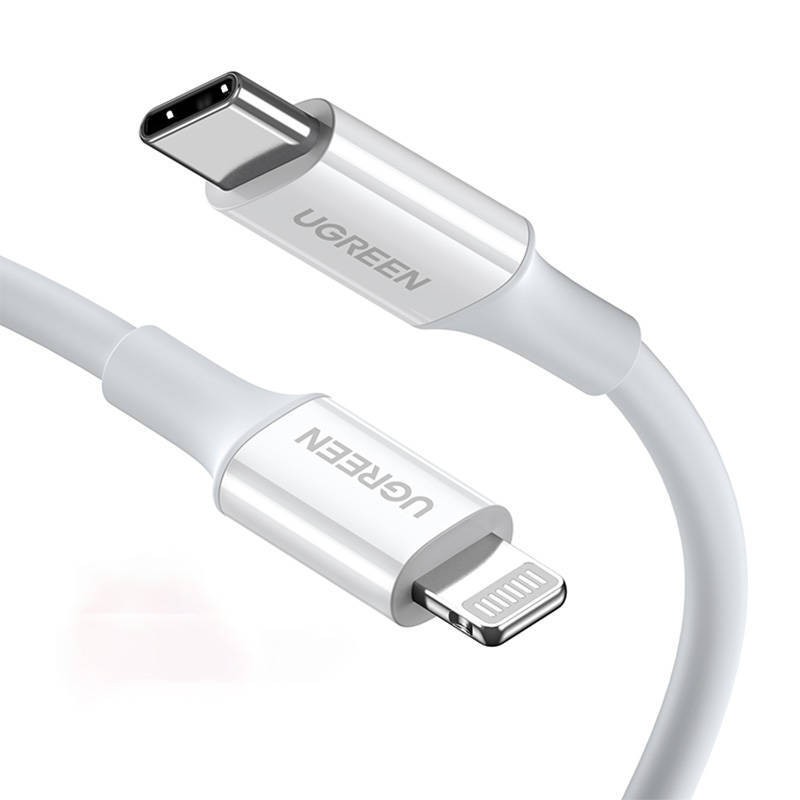 KABEL USB-C DO LIGHTNING UGREEN US171, 3A, 0.25M (BIAŁY)