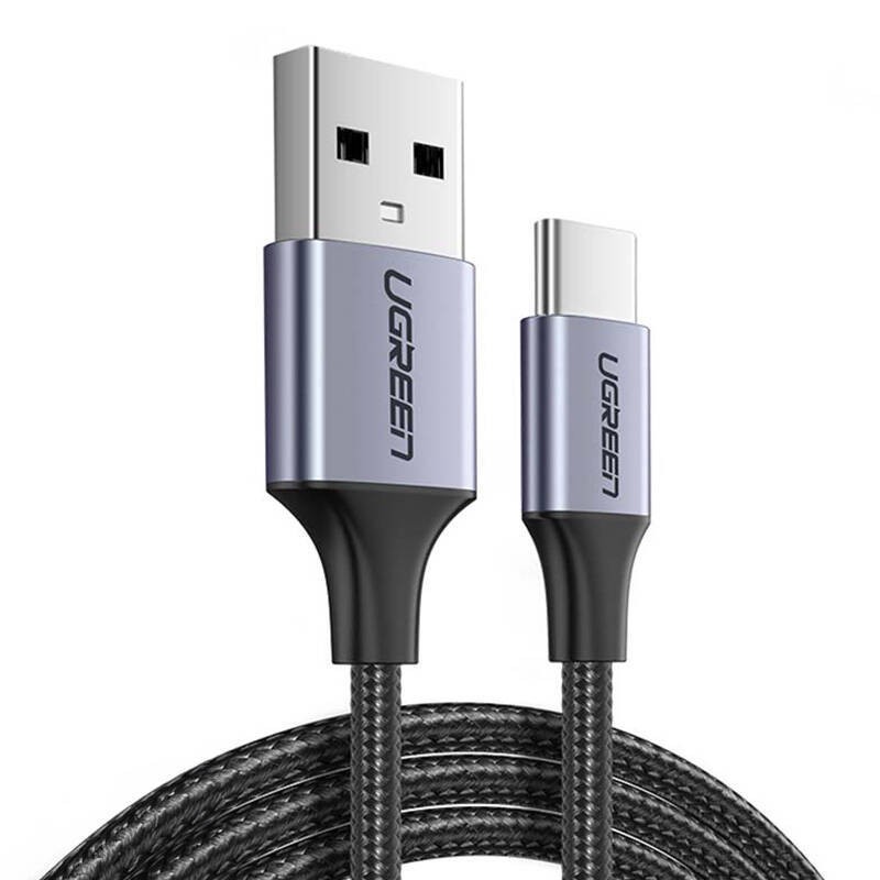 KABEL USB DO USB-C QC3.0 UGREEN 	US288 1M Z ALUMINIOWĄ WTYCZKĄ (CZARNY)