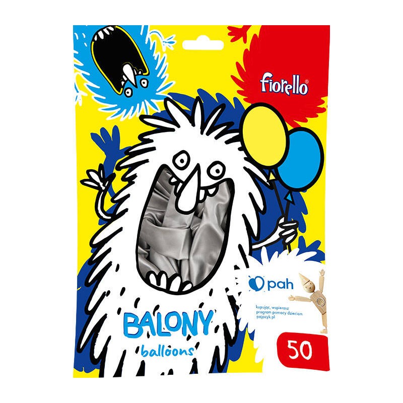 BALONY 10" FIORELLO 170-2631 MATALICZNY SREBRNY 50SZT