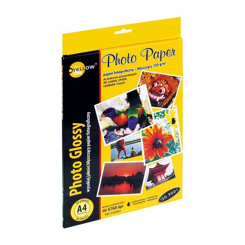 PAPIER FOTOGRAFICZNY BŁYSZCZĄCY YELLOW ONE 4G230 150-1181 A4 230G 20ARK