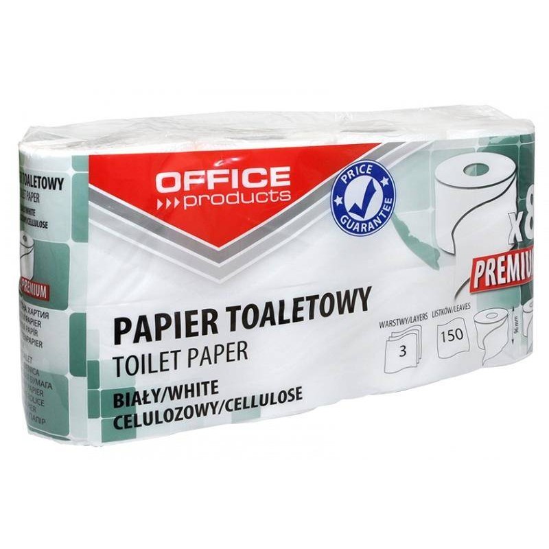 PAPIER TOALETOWY TRZYWARSTWOWY CELULOZOWY OFFICE PRODUCTS PREMIUM BIAŁY 15M 8SZT.