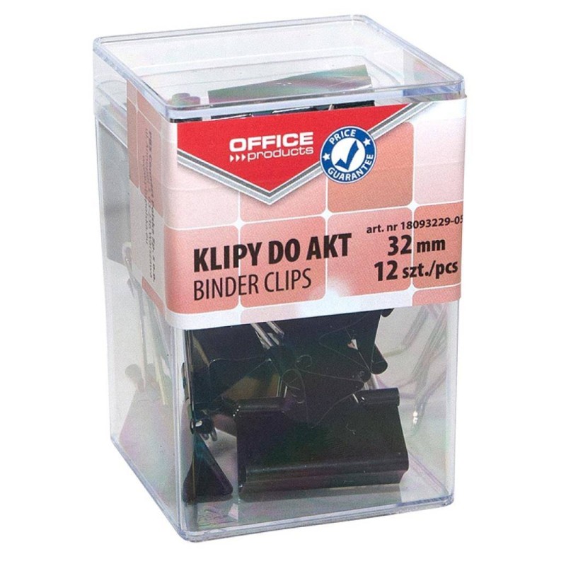 KLIPY 32MM OFFICE PRODUCTS CZARNE 12SZT