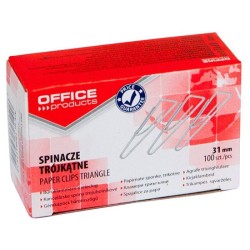 SPINACZE TRÓJKĄTNE 31MM OFFICE PRODUCTS SREBRNE 100SZT.