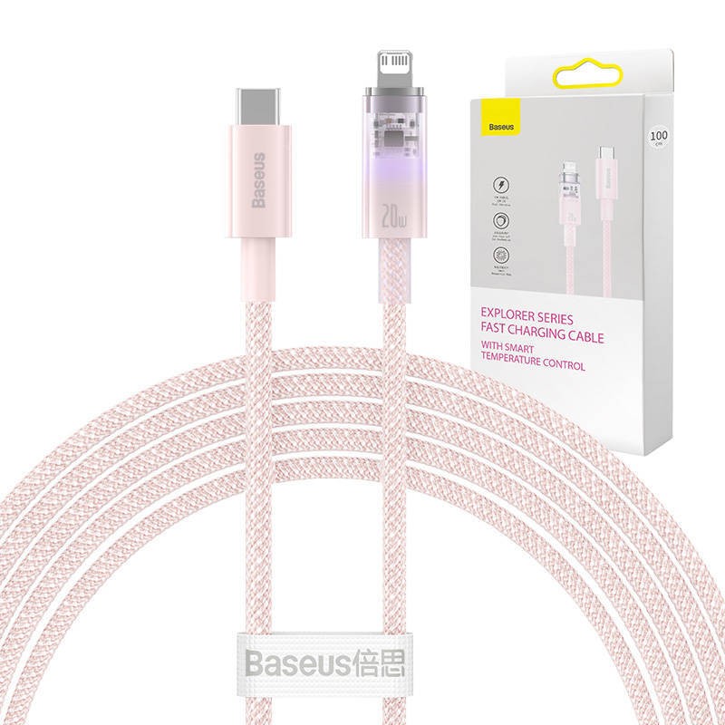 KABEL SZYBKO ŁADUJĄCY BASEUS USB-C DO LIGHTNING  EXPLORER SERIES 20W (RÓŻOWY)