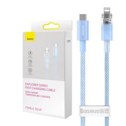 KABEL SZYBKO ŁADUJĄCY BASEUS USB-C DO LIGHTNING  EXPLORER SERIES 1M, 20W (NIEBIESKI)