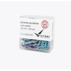 SPINACZE OKRĄGŁE 28MM VICTORY OFFICE PRODUCTS 60286100-99P MIX KOLORÓW METALOWEPOWLEKANE W POJEMNIKU PLASTIKOWYM 100SZT