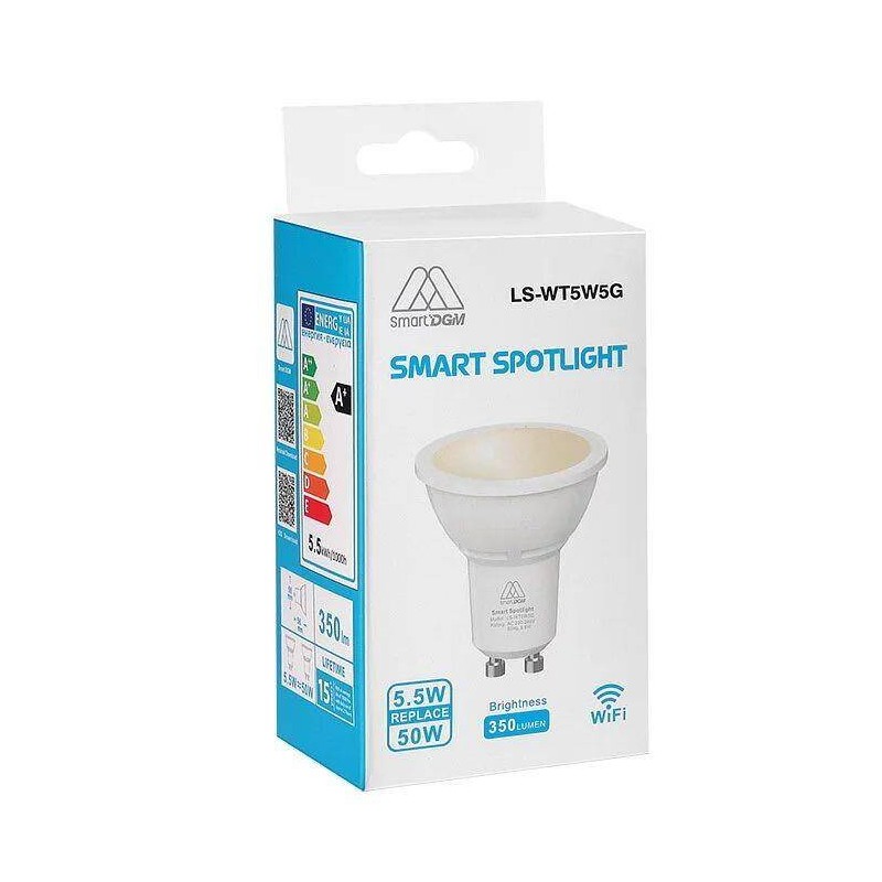 ŻARÓWKA LED 5,5 W BIAŁA DGM SMART SPOTLIGHT LS-WT5W5G GU10 2700 - 6500 K 350 LM WIFI 2.4