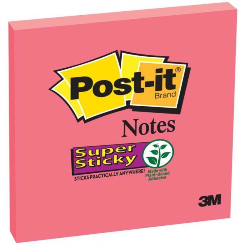 KARTECZKI SAMOPRZYLEPNE 76X76MM 3M POST-IT® SUPER STICKY 654-6SS-PO RÓŻOWE 90 KART