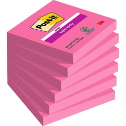 KARTECZKI SAMOPRZYLEPNE (654-6SS-PNK), 76X76MM 3M POST-IT® SUPER STICKY 654-6SS-PNK FUKSJA 90 KART