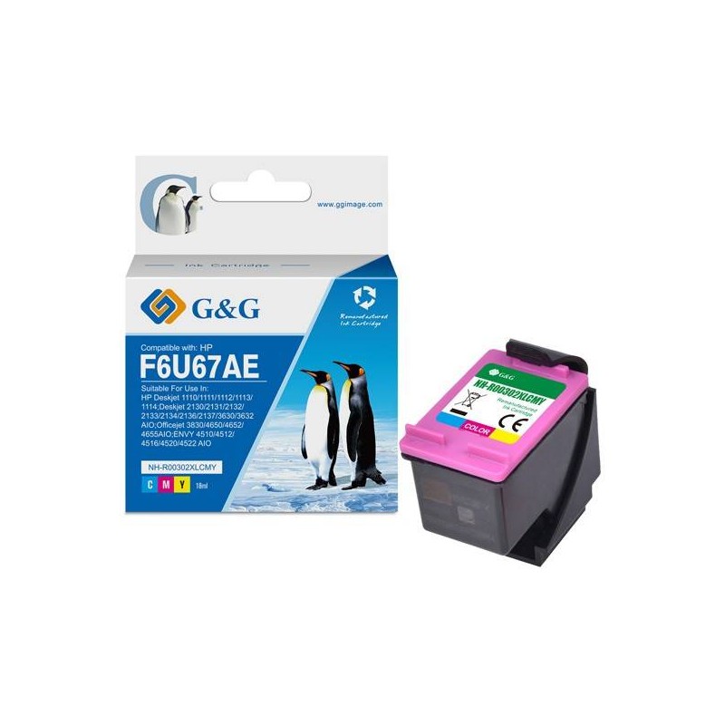 G&G KOMPATYBILNY INK / TUSZ Z F6U67AE, HP 302XL, CMY, 18ML, ML NH-R302XLCMY, DLA HP DESKJET 1110, 2130, 3630, 3632