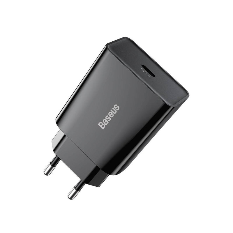 ŁADOWARKA SIECIOWA BASEUS SPEED MINI QUICK CHARGER, USB-C, PD, 3A, 20W (CZARNA)