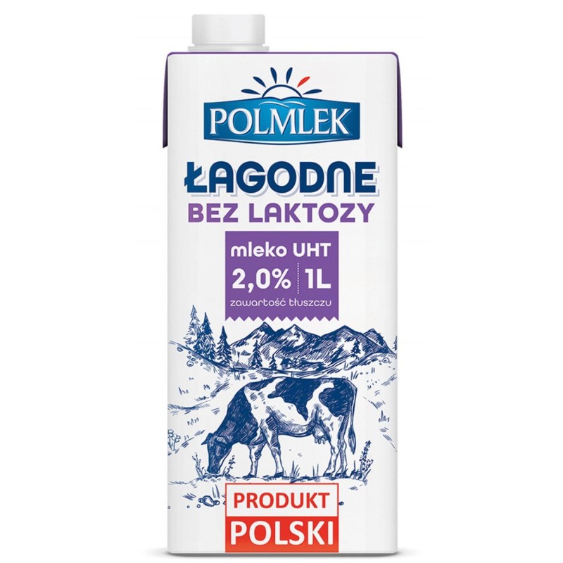 MLEKO UHT 2% POLMLEK 1L,  BEZ LAKTOZY