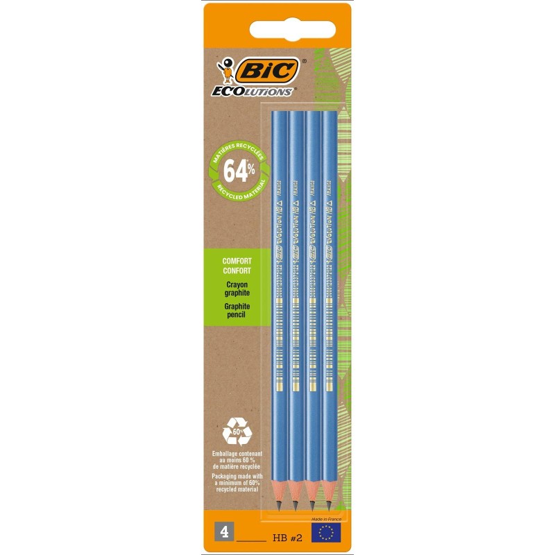 OŁÓWEK TRÓJKĄTNY BEZDRZEWNY BIC EVOLUTION TRIANGLE 964912 HB BLISTER 4SZT