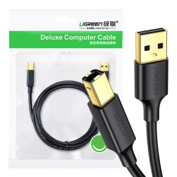 UGREEN US135 KABEL USB 2.0 A-B DO DRUKARKI, POZŁACANY, 3M (CZARNY)