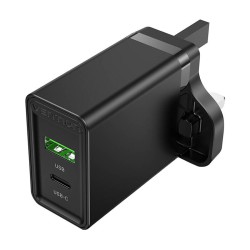 ŁADOWARKA SIECIOWA USB-A, USB-C VENTION FBBB0-UK 18W/20W UK CZARNA