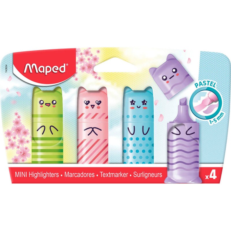 ZAKREŚLACZ MAPED MINI KAWAII PASTEL MIX 4 KOL BLISTER KARTONOWY