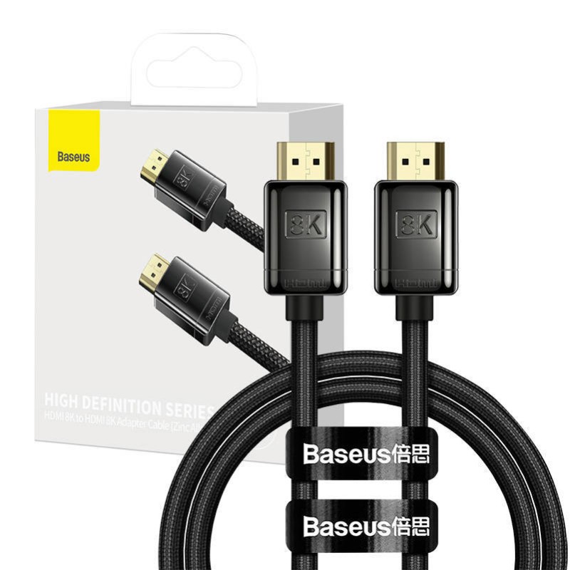 Kabel HDMI 2.1 Baseus High Definition Series, 8K 60Hz, 3D, HDR, 48Gbps, 1m (czarny)