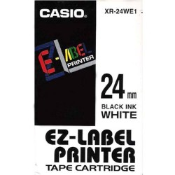CASIO ORYGINALNY TAŚMA DO DRUKAREK ETYKIET, CASIO, XR-24WE1, CZARNY DRUK/BIAŁY PODKŁAD, NIELAMINOWANY, 8M, 24MM