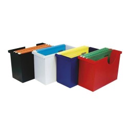 PUDŁO ARCHIWIZACYJNE 330X260X160MM DONAU Z 5 TECZKAMI CZERWONY PLASTIK
