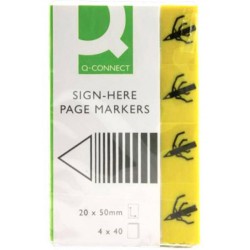 ZAKŁADKI INDEKSUJĄCE PAPIEROWE 20X45MM Q-CONNECT SIGN-HERE ŻÓŁTE 4X40 SZT