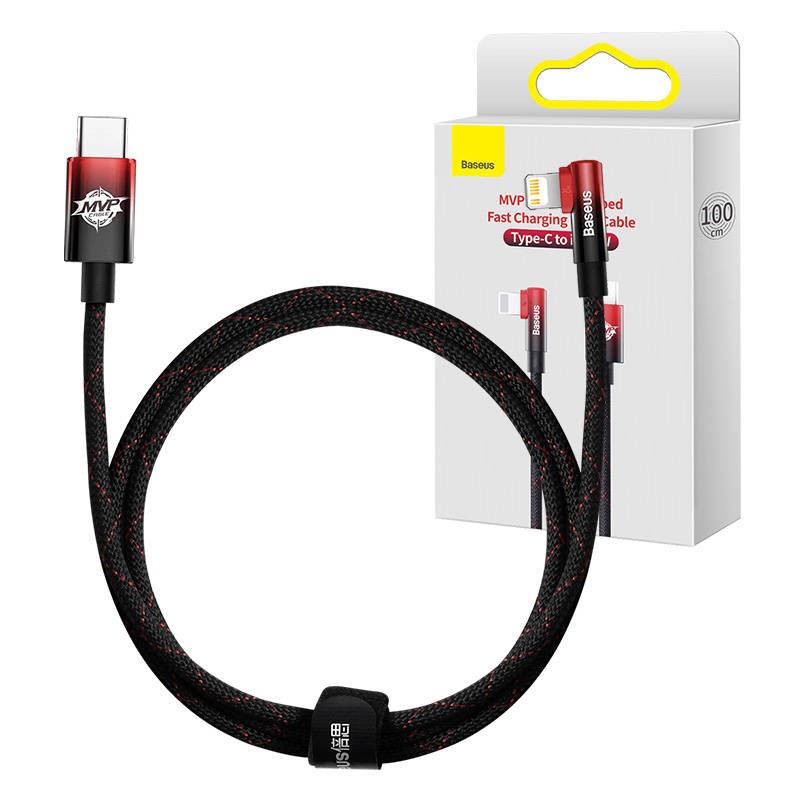 Kabel USB-C do Lightning Baseus MVP 20W 1m (czarno-czerwony))